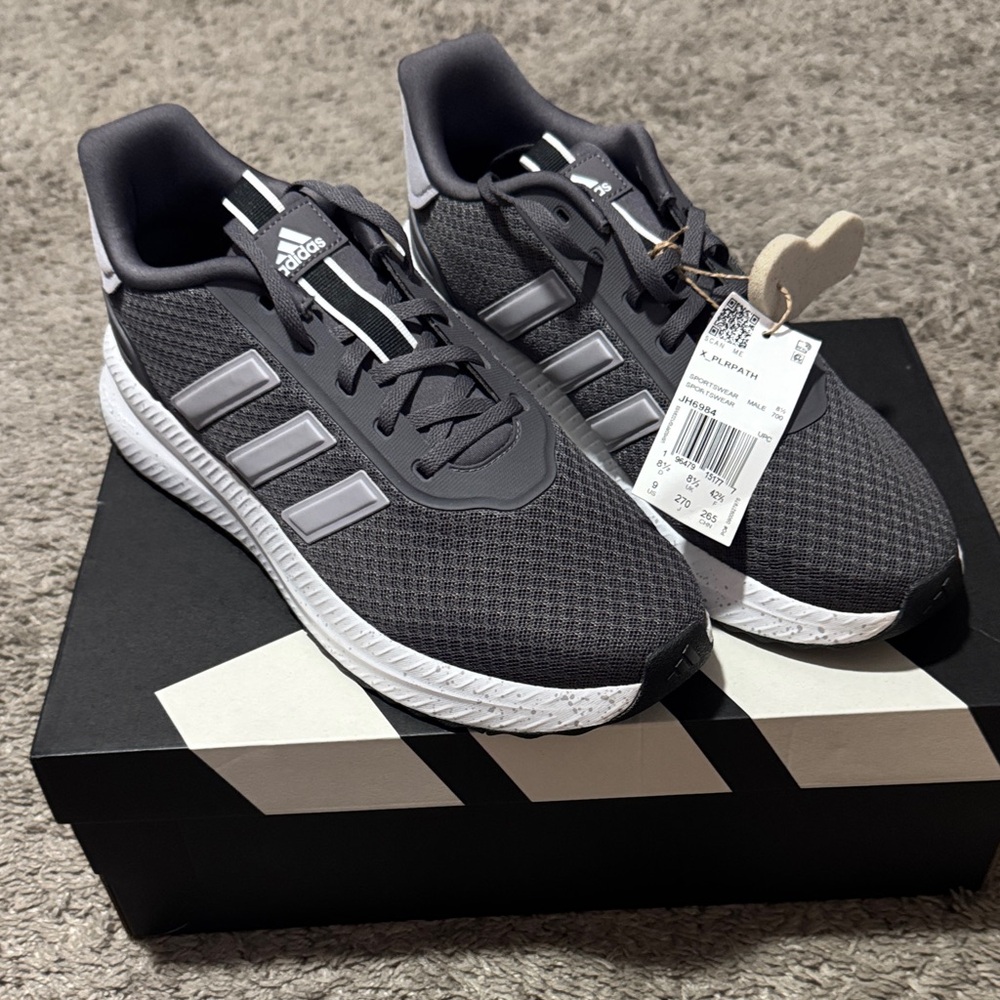 adidas Men's Dark Gray & White Athletic Sneakers
